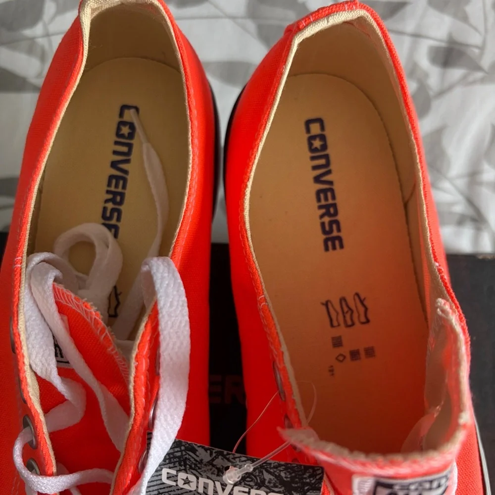 Converse Hyper Orange Low Top Chuck Taylor Sneakers with White Laces - Picture 4 of 6